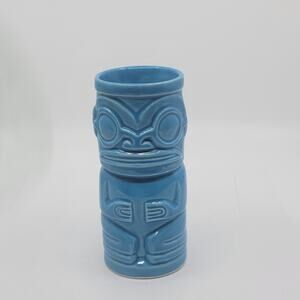 Vintage Marqool Tiki Mug  6" Tiki Bar Aqua Blue Marquesan Art